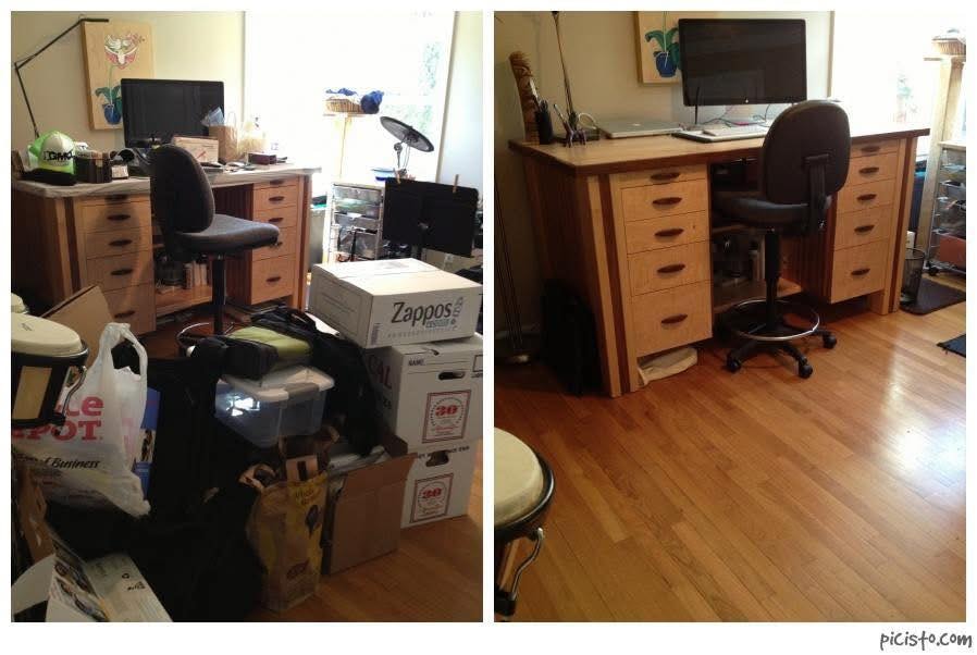 Home office before and after organization by Kiera Rain, Bay Area Professional Organizer