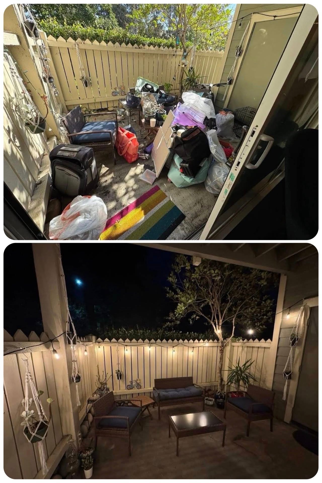Backyard before and after declutter and organization by Bay Area Professional Organizer Kiera Rain, Danville CA