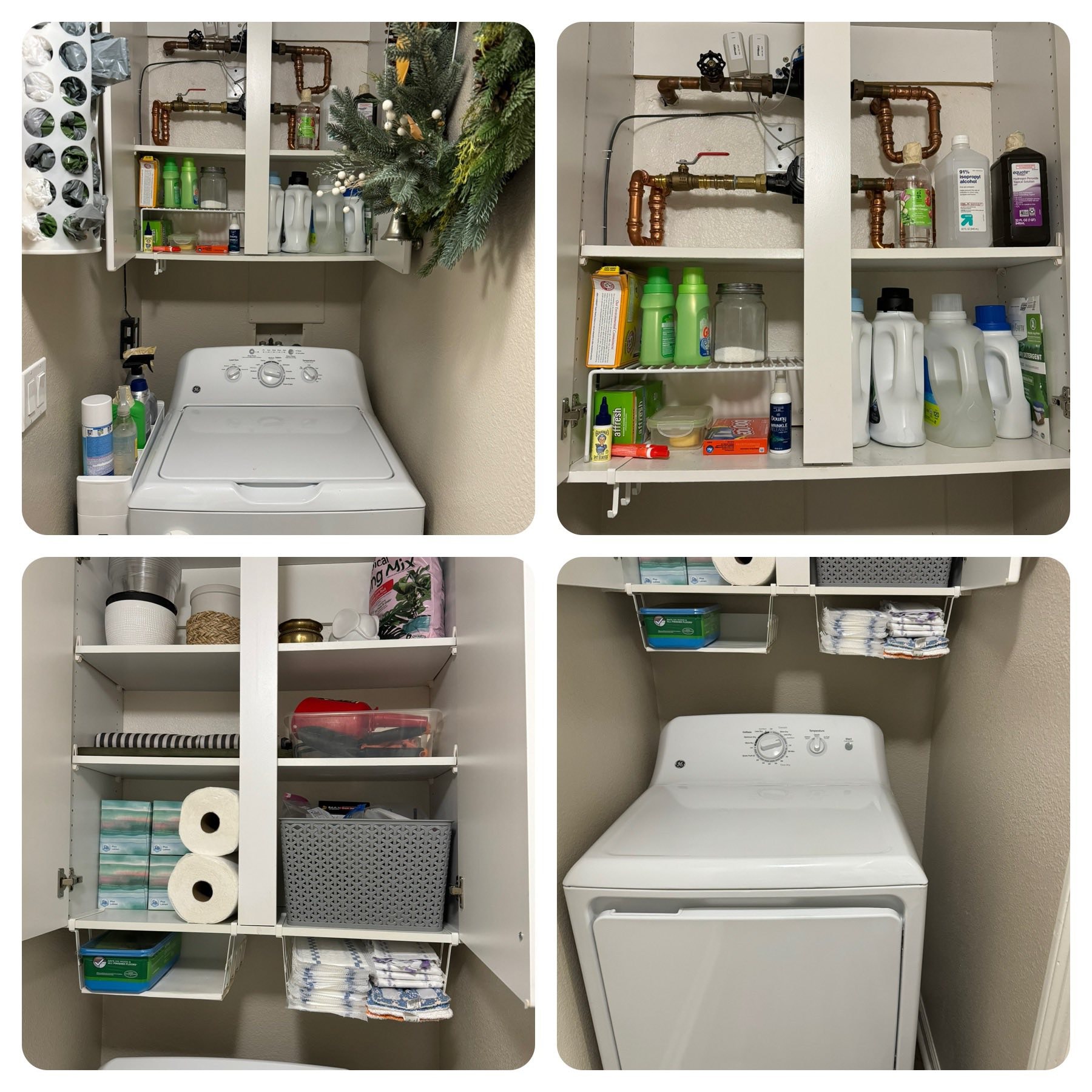 Organized laundry room storage shelving by Kiera Rain, professional organizer in Alameda County