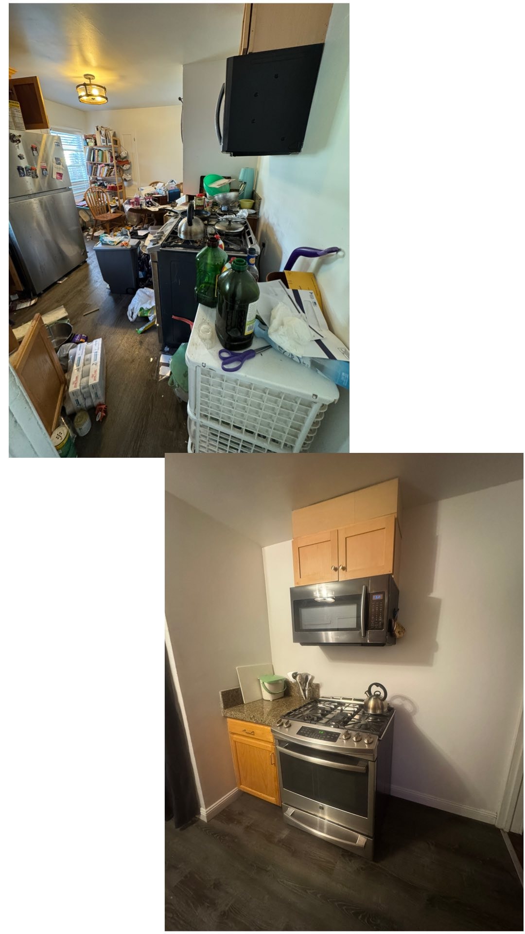 Cluttered kitchen before and after organization by Bay Area Professional Organizer Kiera Rain