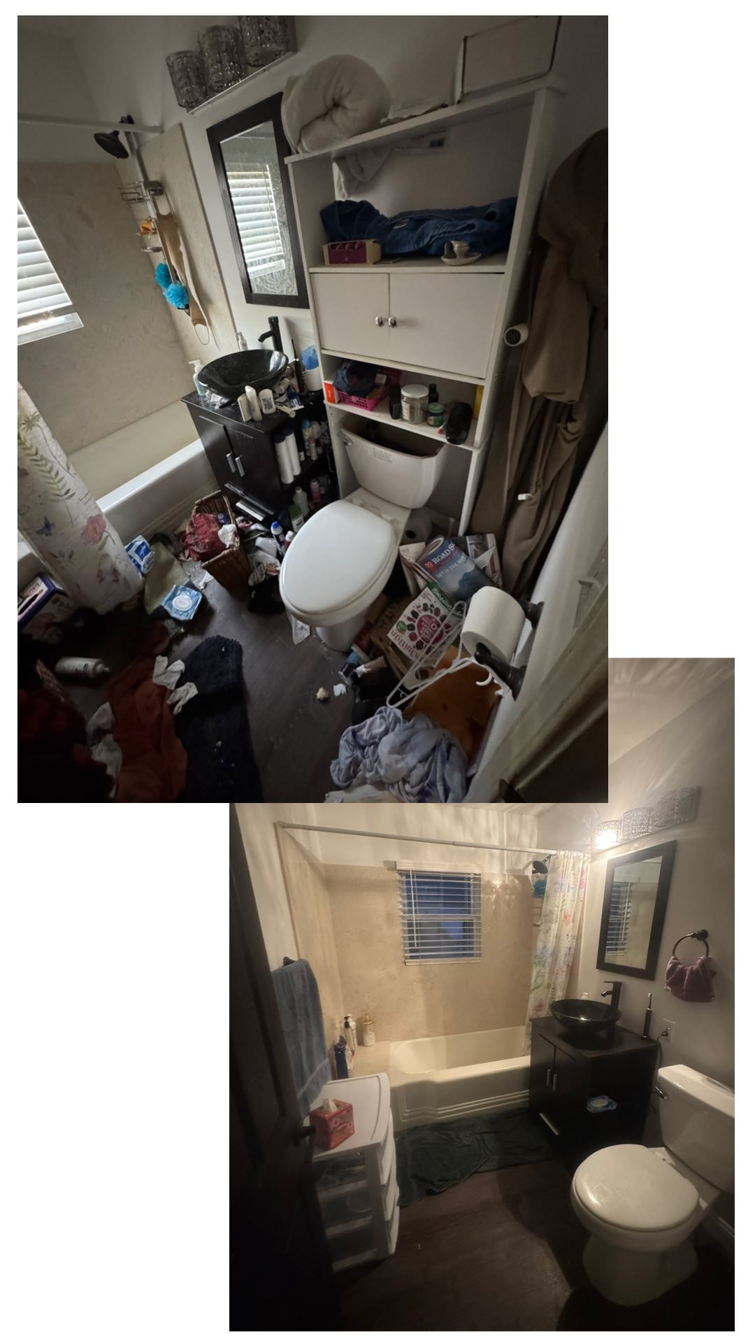 RV bathroom before and after declutter and organization by Bay Area Professional Organizer Kiera Rain, Fremont CA